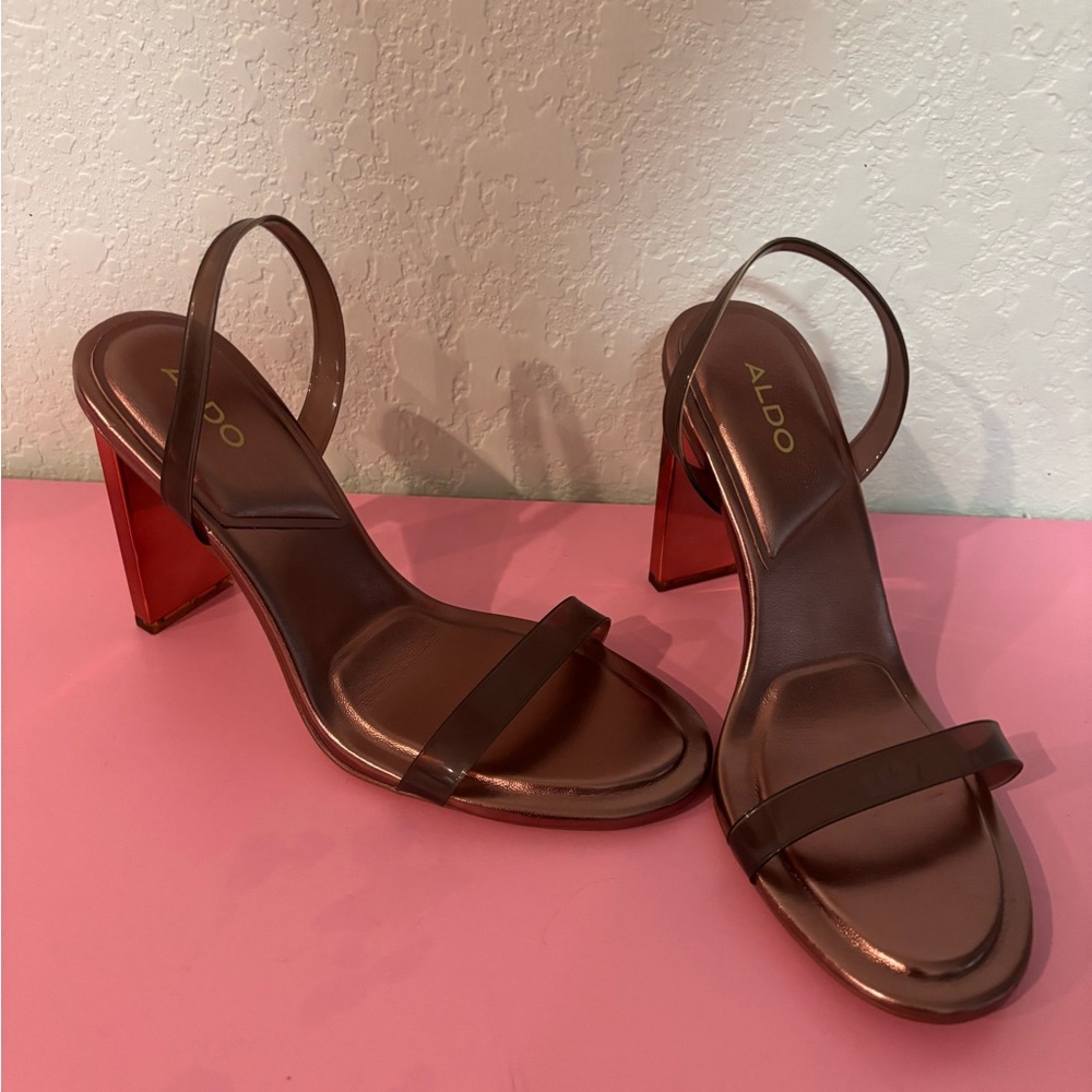 Aldo Vitra Metallic Brown Pillow Walk Heels